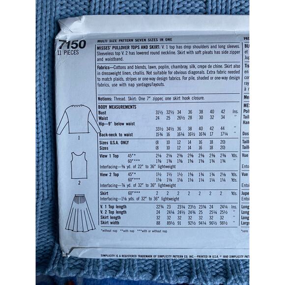 Simplicity 7150 Sewing pattern maxi skirt pullover top size 8-20 - Picture 4 of 5